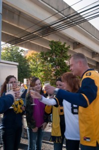 toasting the bride and groom